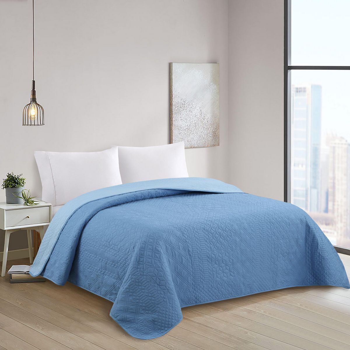 JUST HOME COLLECTION - Quilt Bicolor 1.5 Plazas Azul