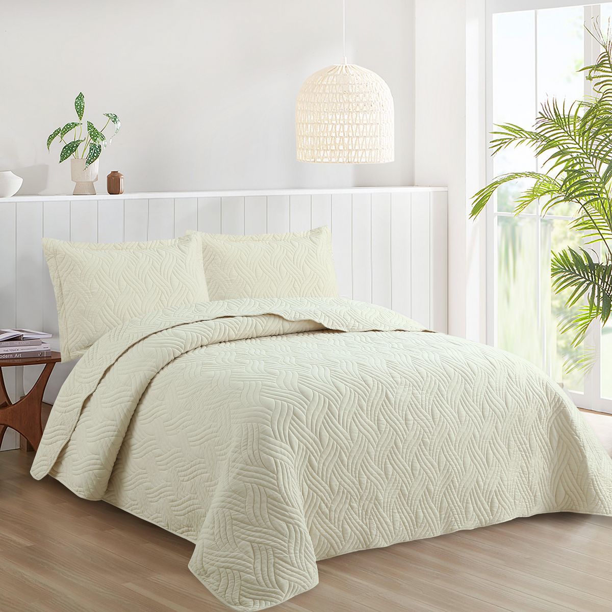 JUST HOME COLLECTION - Quilt Clasic Solid Queen Beige