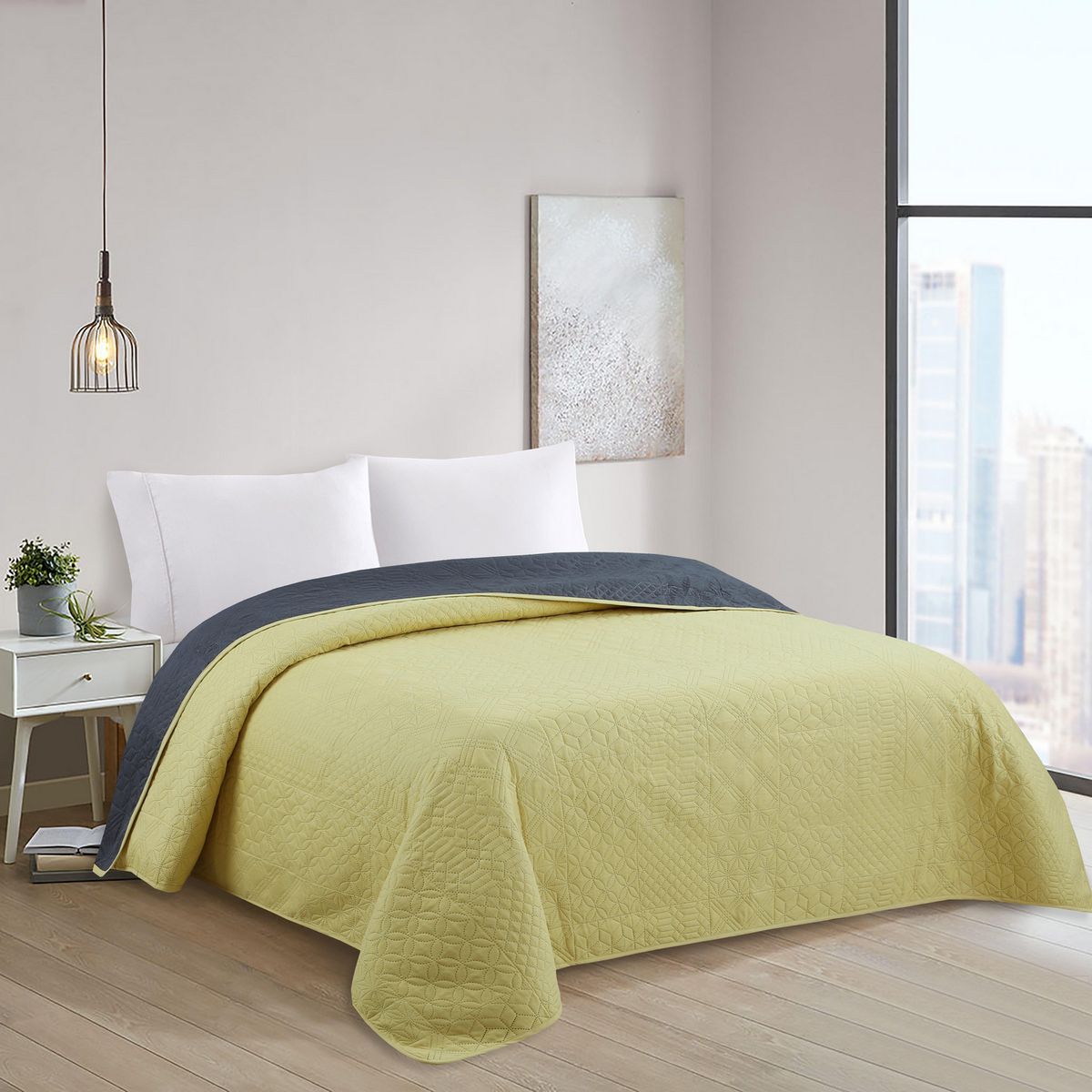 JUST HOME COLLECTION - Quilt Bicolor 1.5 Plazas Mostaza