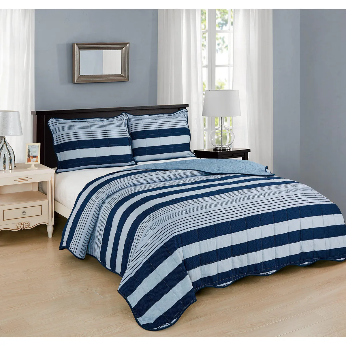 JUST HOME COLLECTION - Quilt Boho Diseno King Azul