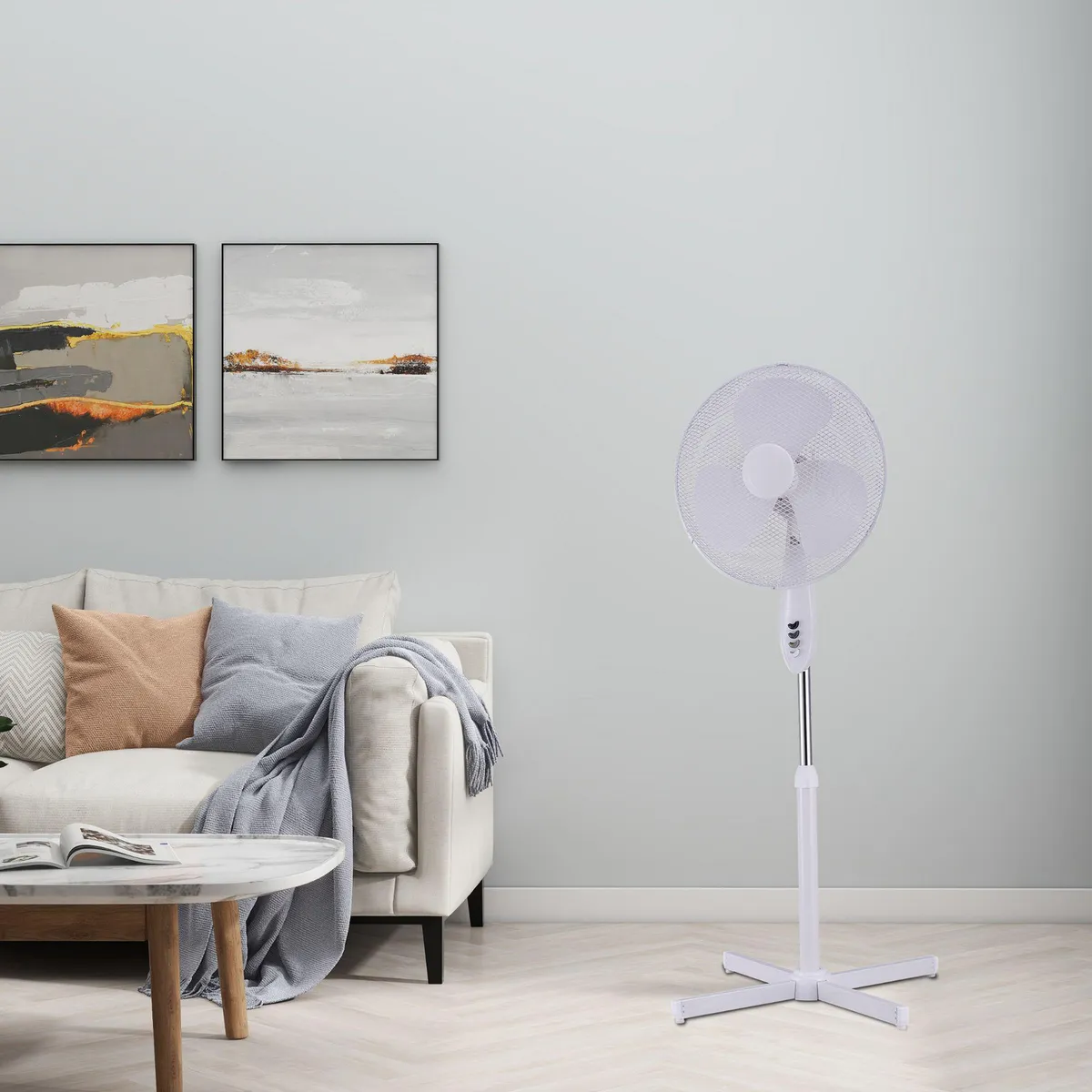 RECCO - Ventilador De Pie 16" Plástico 3 Velocidades 50W Recco Blanco