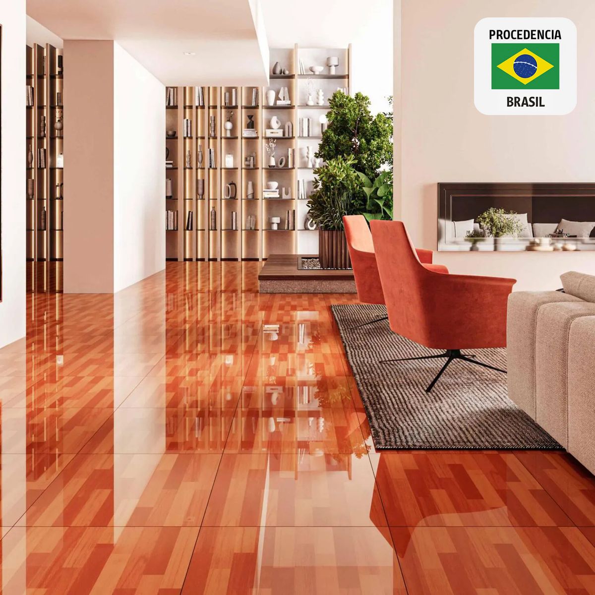 HOLZTEK - Cerámica Marrón Maderada 53x53cm 2,81m2 Savanna Rosso