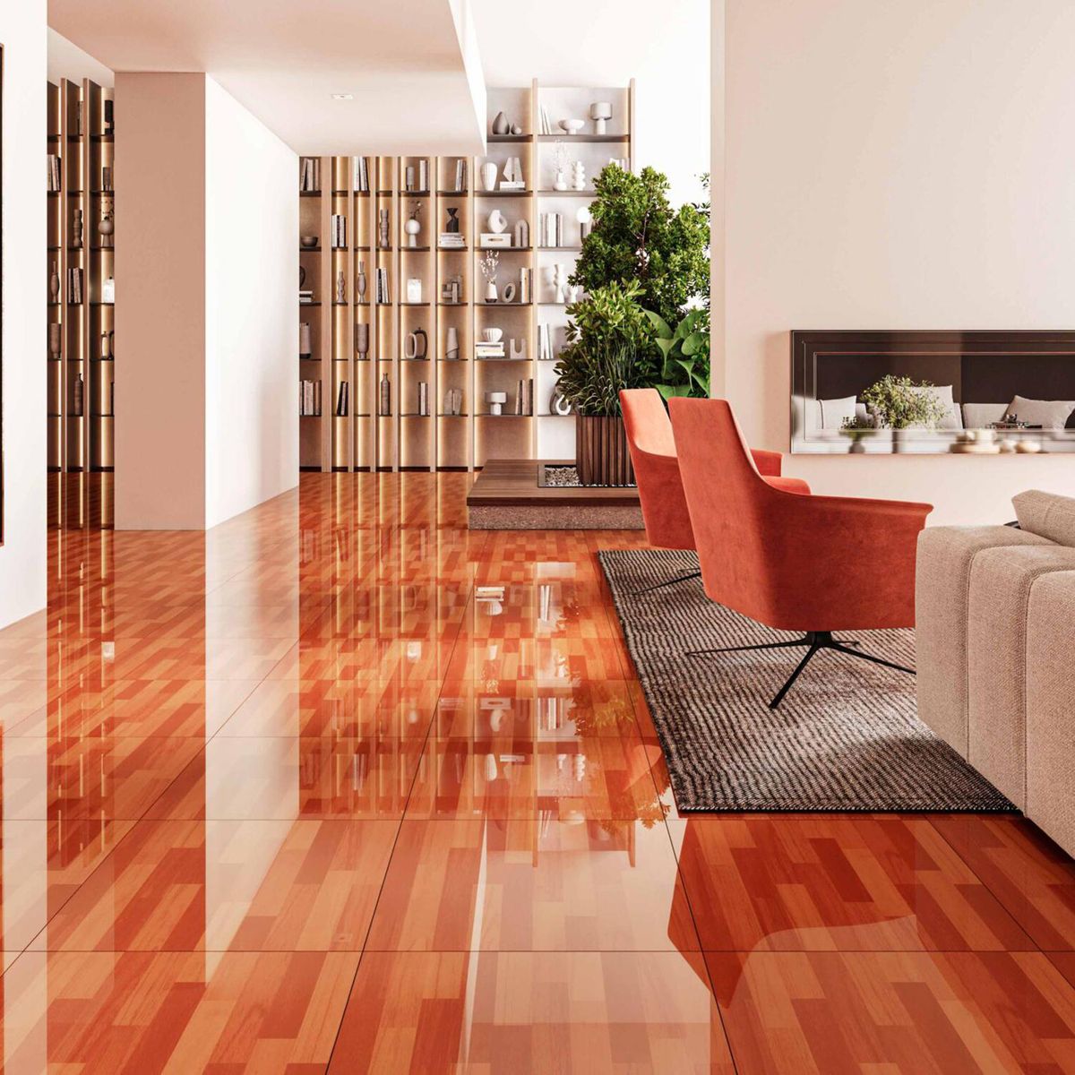 HOLZTEK - Cerámica Marrón Maderada 53x53cm 2,81m2 Savanna Rosso