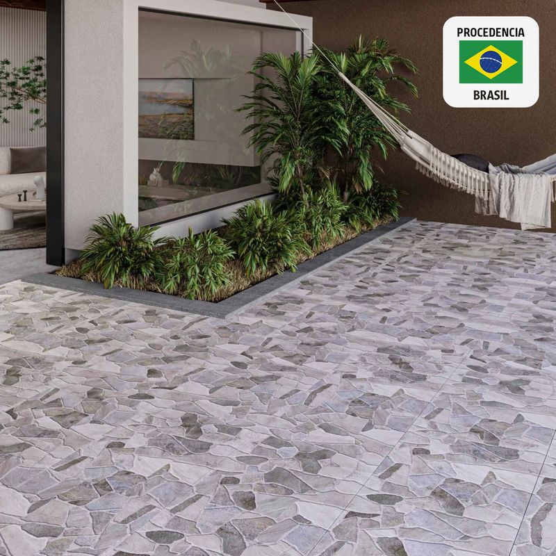 HOLZTEK - Ceramica Gris Gravillado 53x53cm 2.81m2