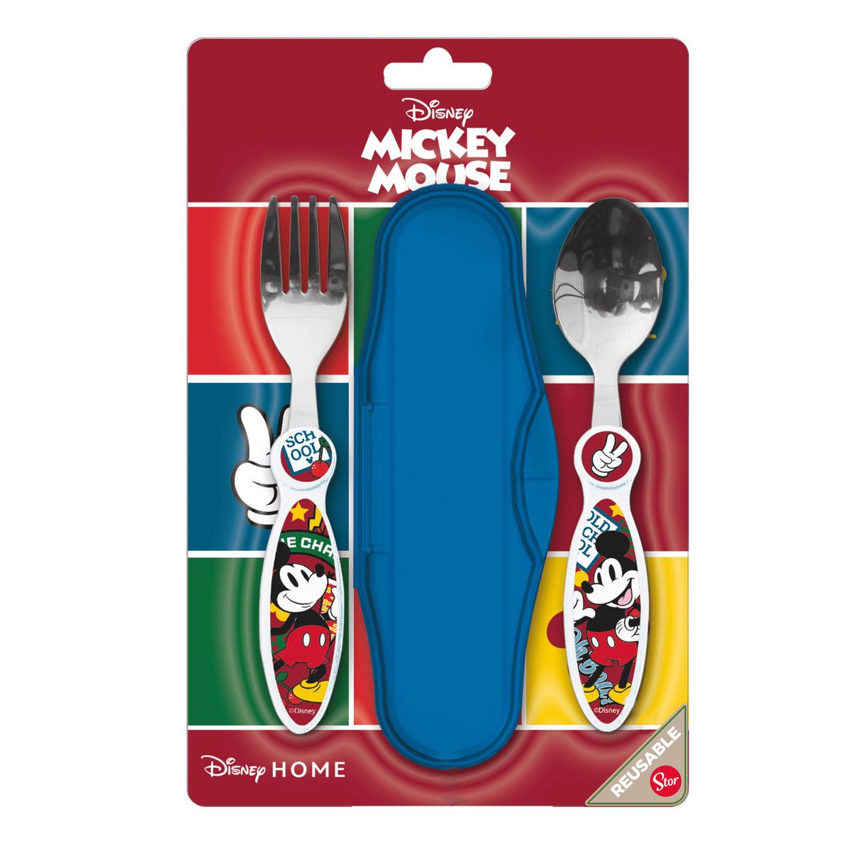 STOR - Set de Cubiertos Metálicos y Estuche Mickey