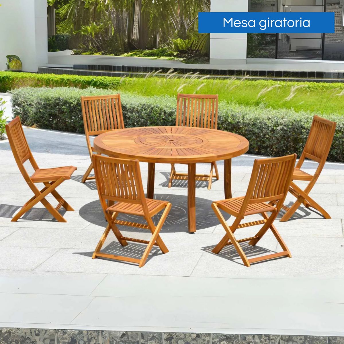 JUST HOME COLLECTION - Juego de Comedor de Terraza 6 Personas Madera
