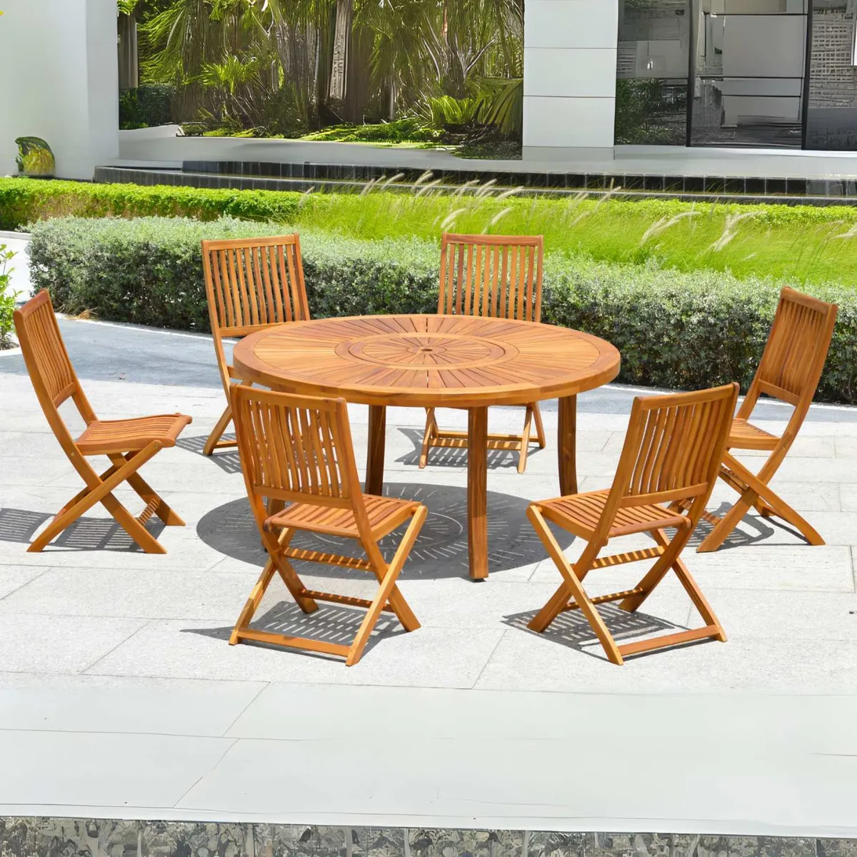 JUST HOME COLLECTION - Juego de Comedor de Terraza 6 Personas Madera