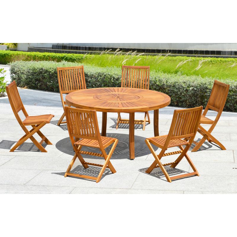 JUST HOME COLLECTION - Juego de Comedor de Terraza 6 Personas Madera
