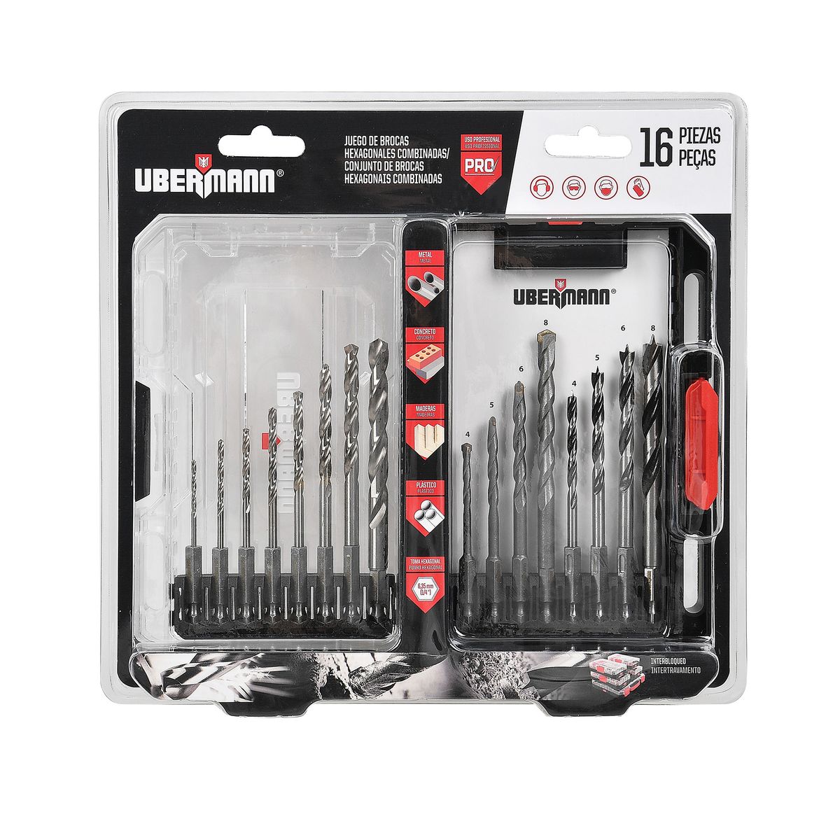 UBERMANN - Set 16 Brocas Hexagonales Combinadas Ubermann