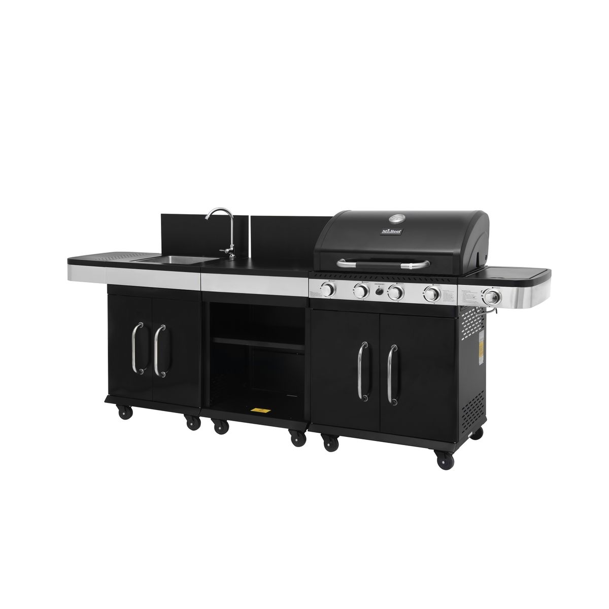 MR BEEF - Parrilla Modular a Gas 4 Quemadores + Quemador Lateral