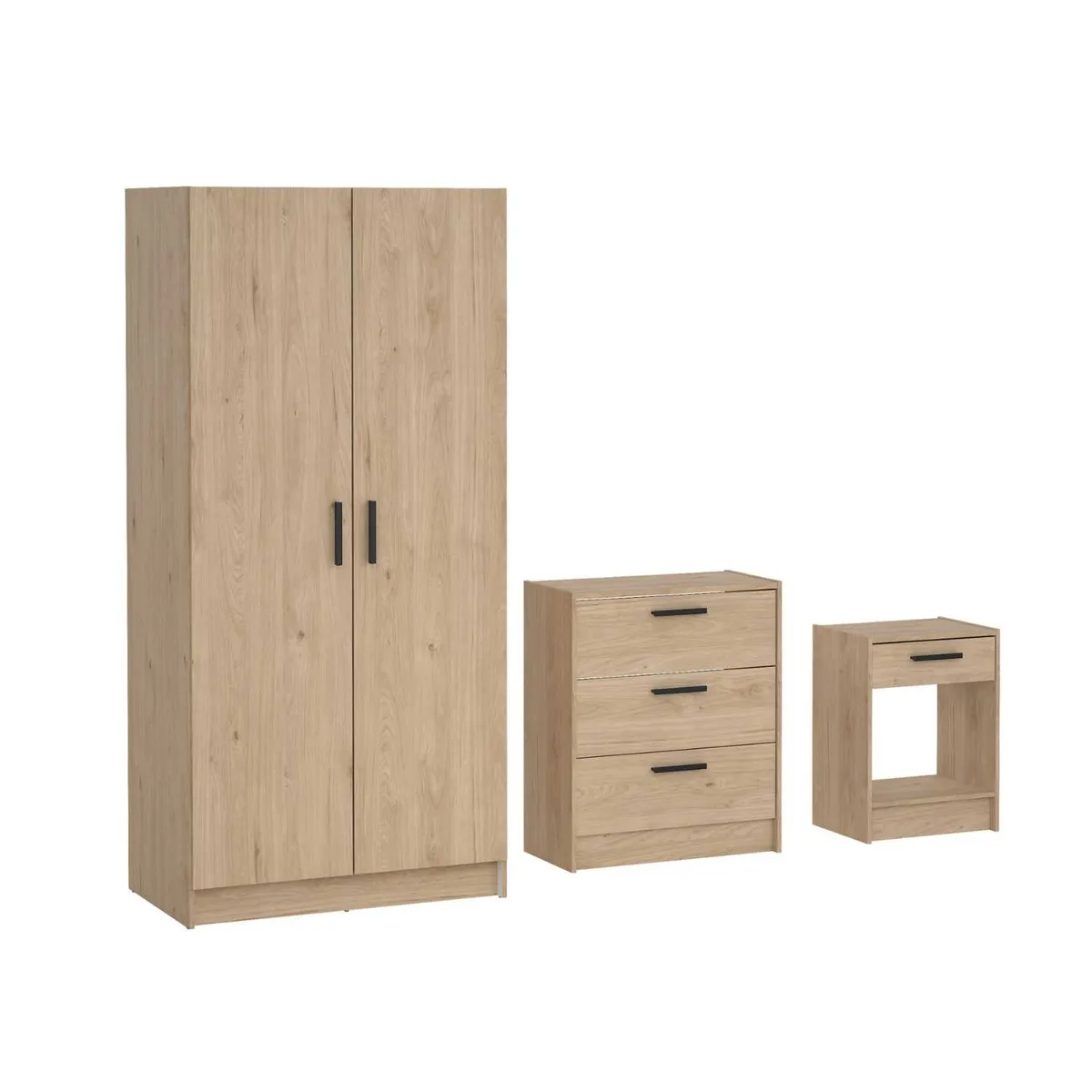 TVILUM - Combo Ropero + Cómoda + Velador Rio