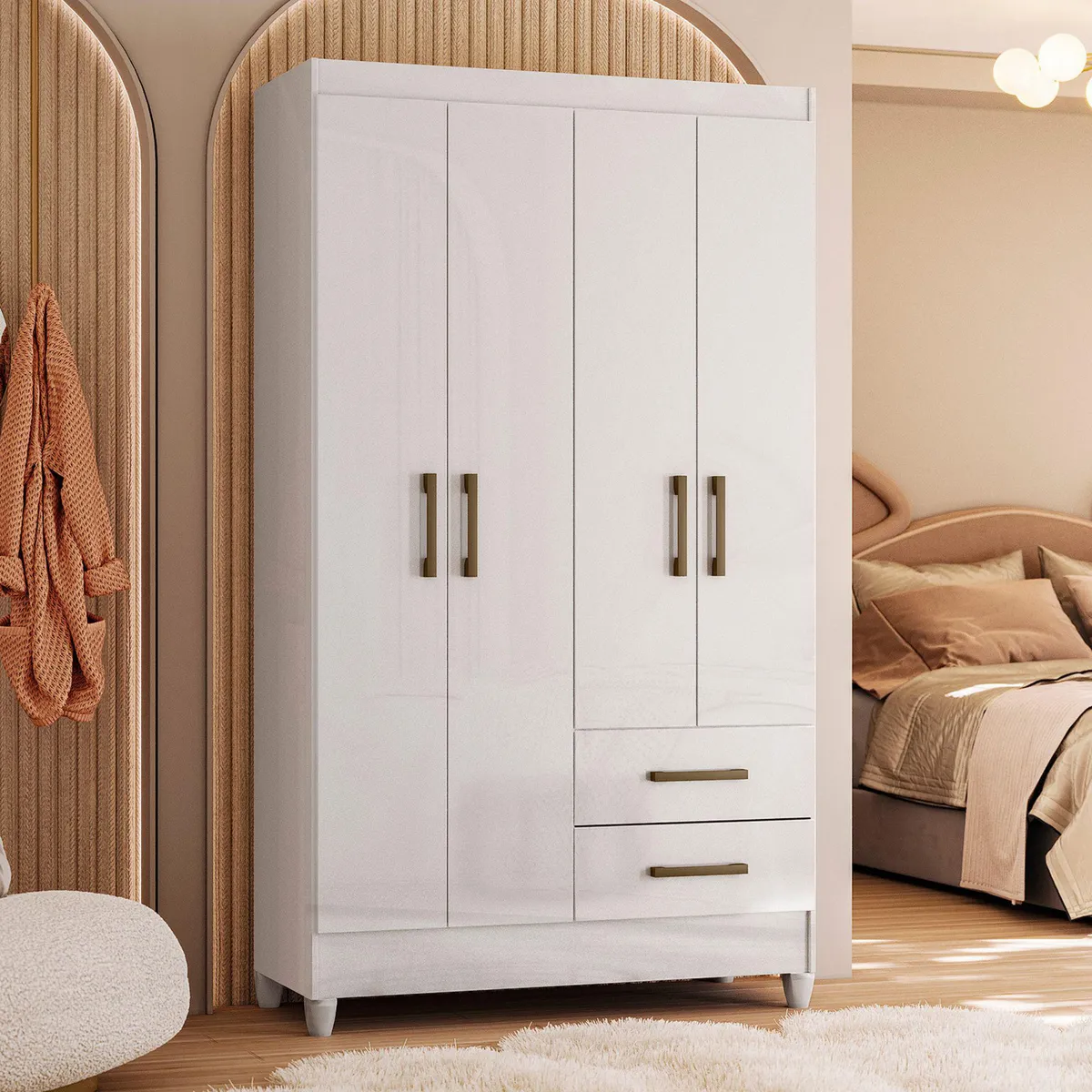 CASA BONITA - Ropero 4 Puertas 2 Cajones Lima