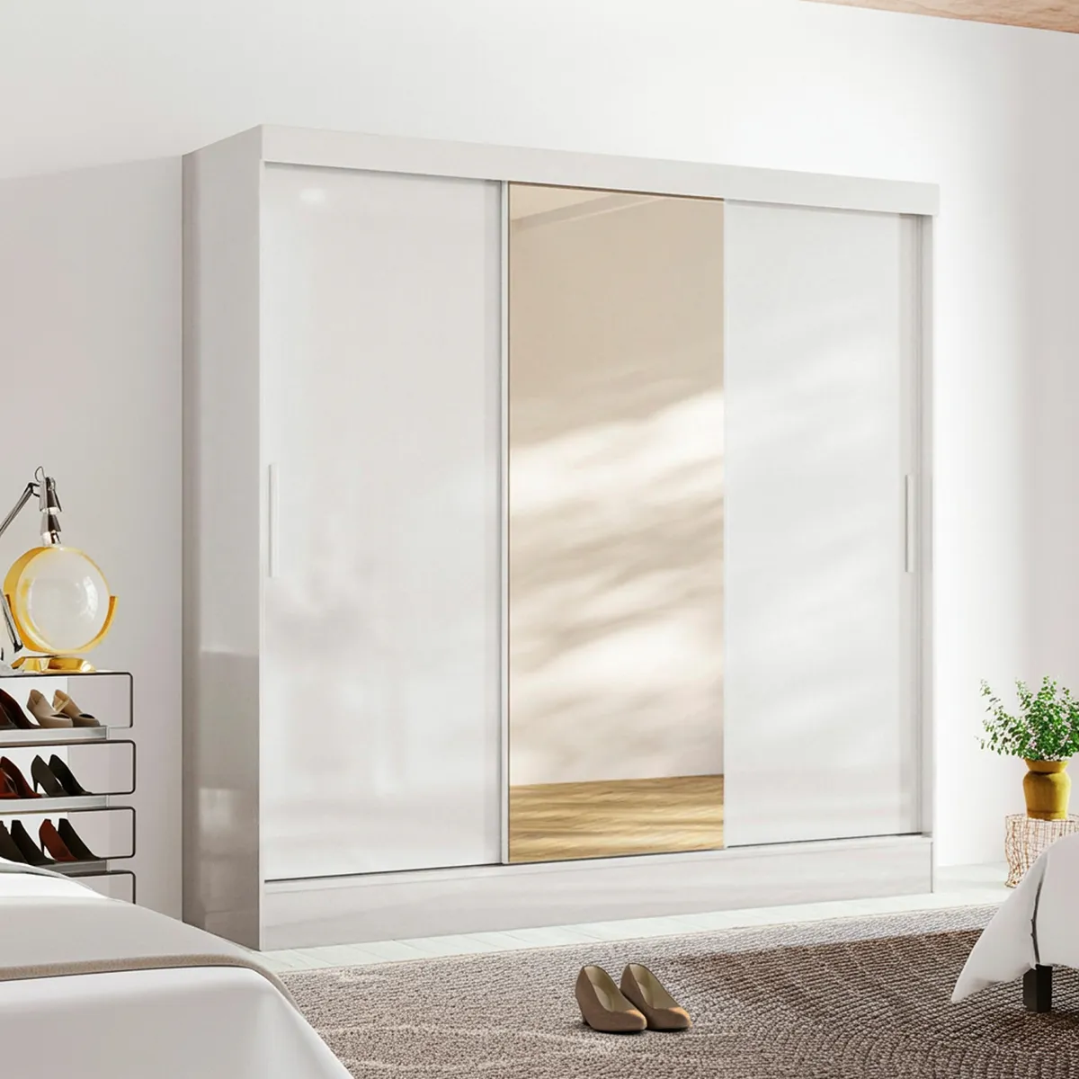 CASA BONITA - Ropero con Espejo 3 Puertas 2 Cajones Paris