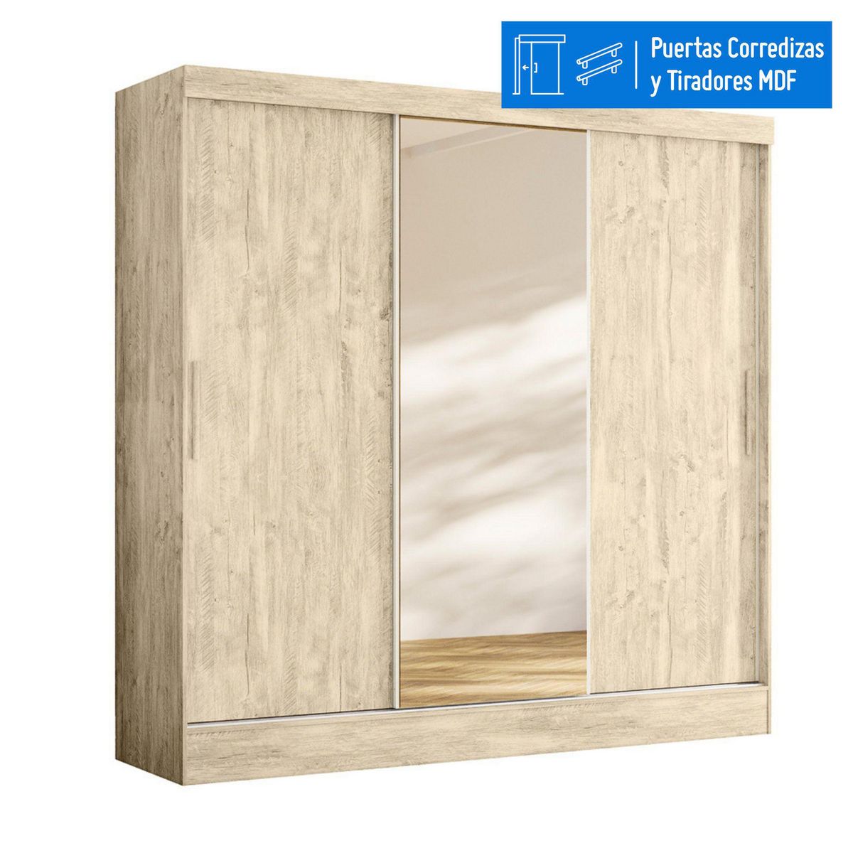 CASA BONITA - Ropero con Espejo 3 Puertas 2 Cajones Paris.