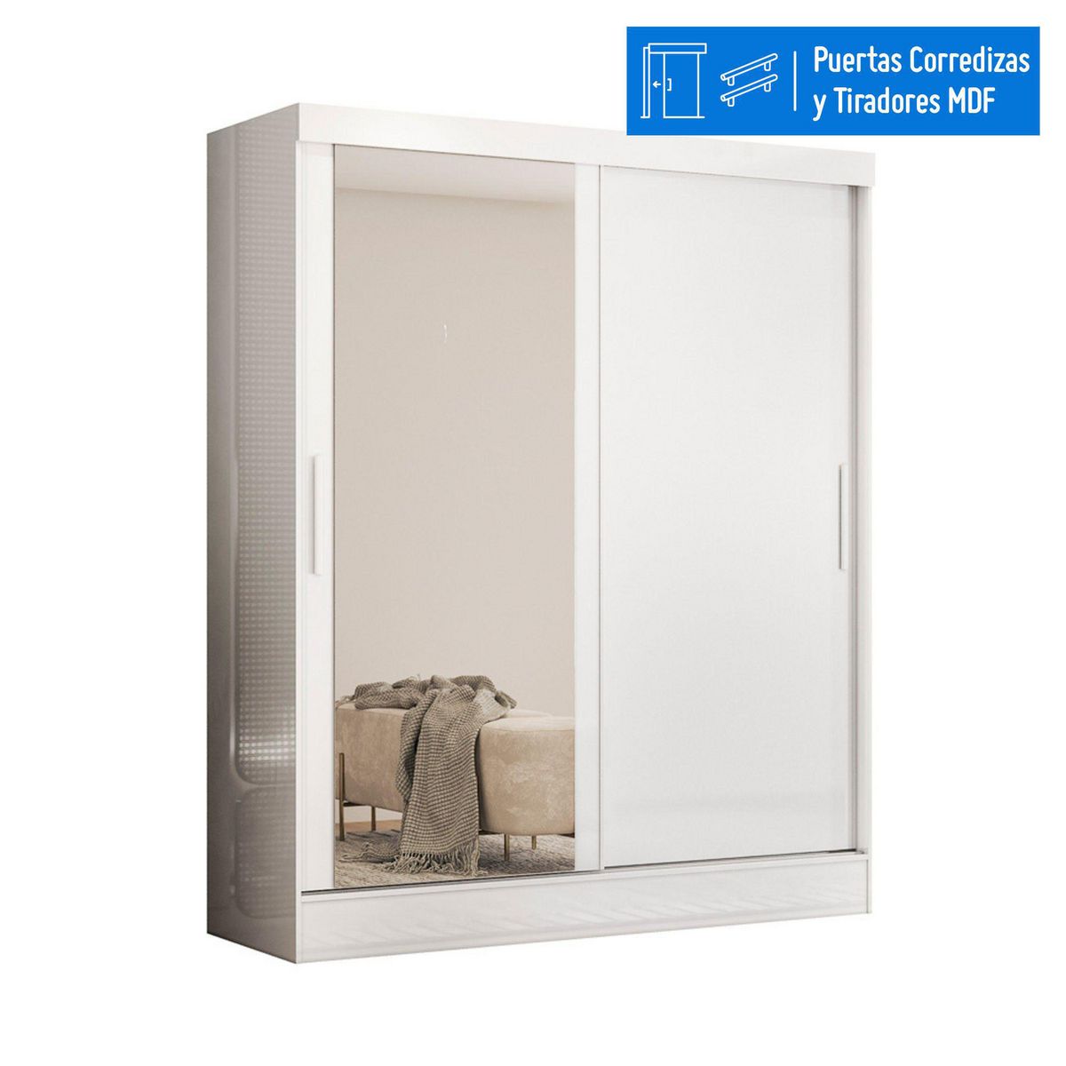 CASA BONITA - Ropero con Espejo 2 Puertas 2 Cajones Paris