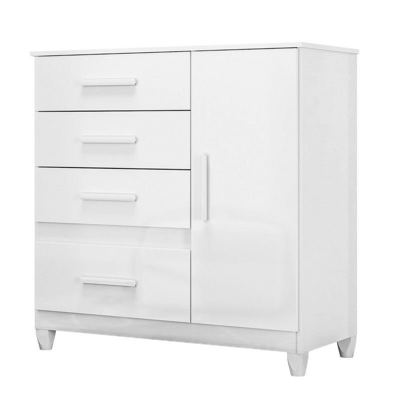 CASA BONITA - Cómoda Florida 1 Puerta 4 Cajones Blanco/Rosado Flex
