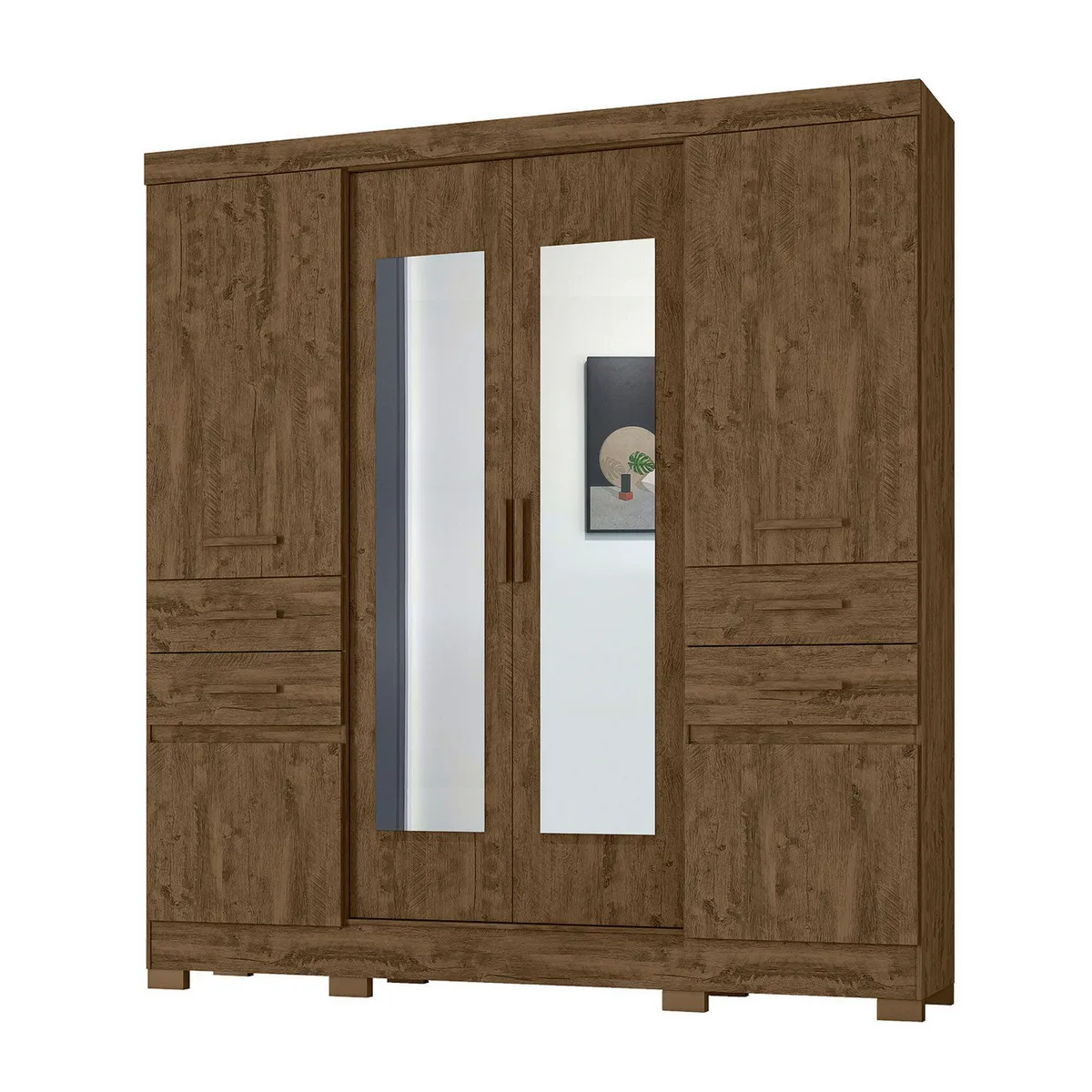 CASA BONITA - Ropero con Espejo 6 Puertas 4 Cajones Florida