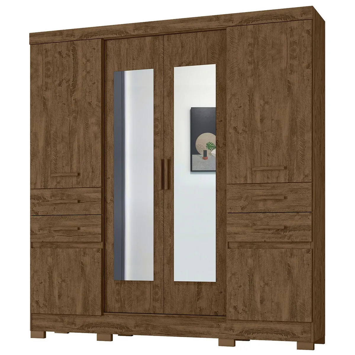 CASA BONITA - Ropero con Espejo 6 Puertas 4 Cajones Florida