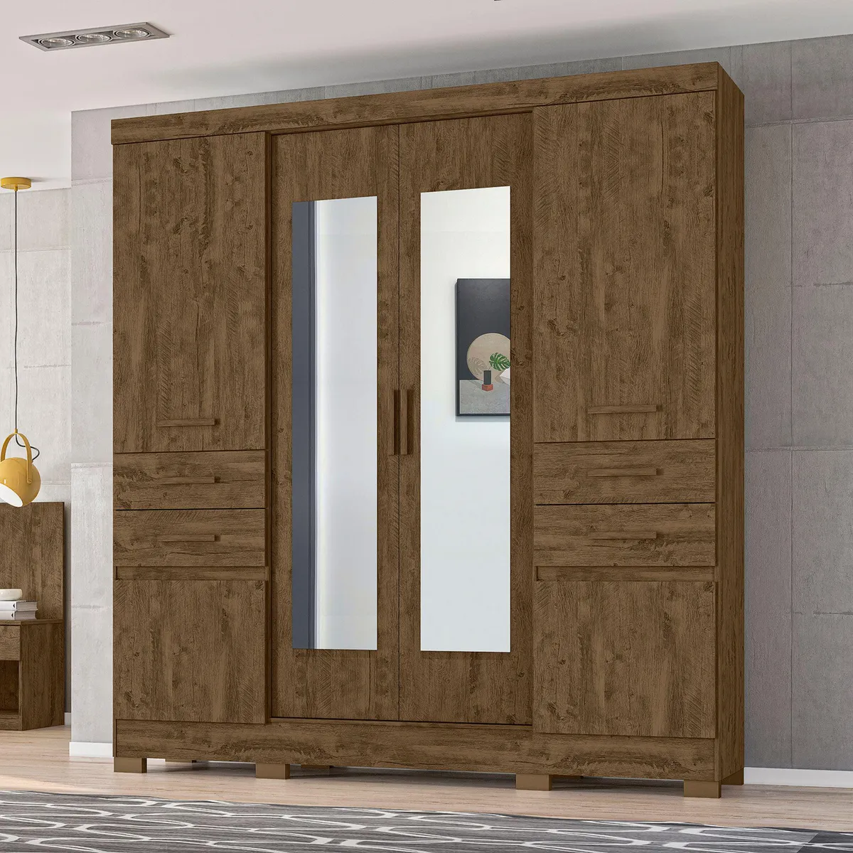 CASA BONITA - Ropero con Espejo 6 Puertas 4 Cajones Florida