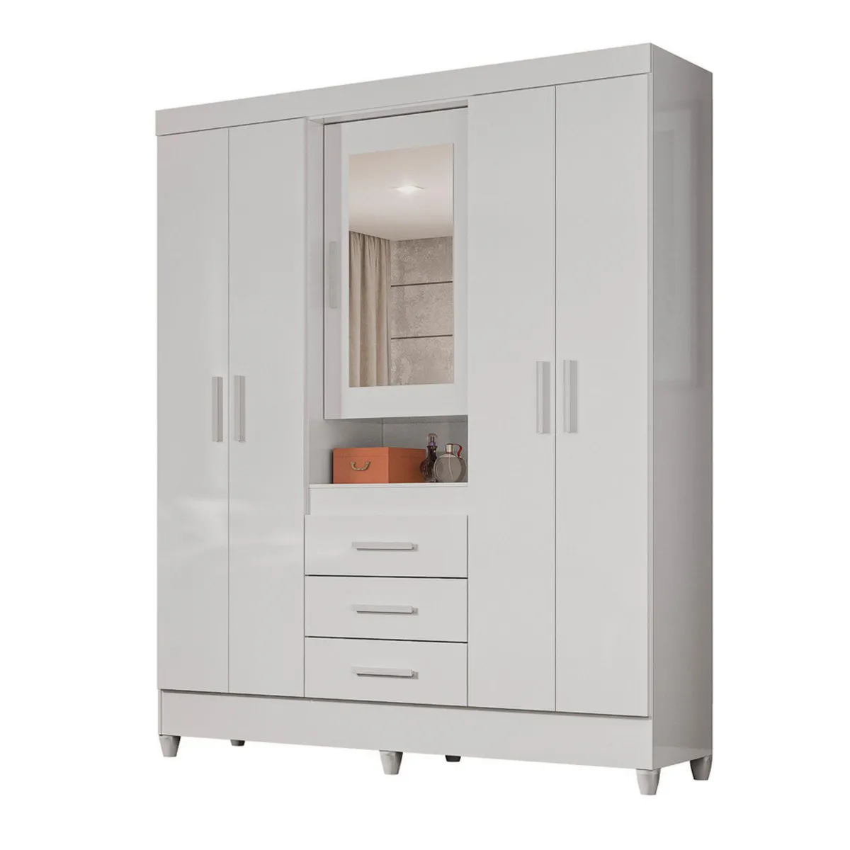 CASA BONITA - Ropero con Espejo 5 Puertas 3 Cajones Florida