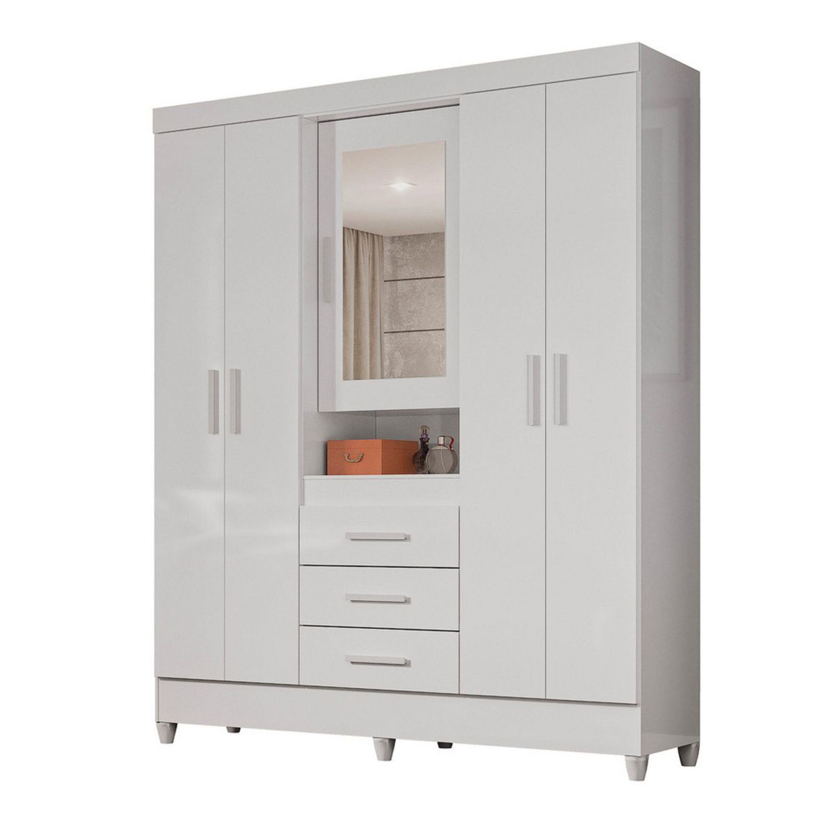 CASA BONITA - Ropero con Espejo 5 Puertas 3 Cajones Florida