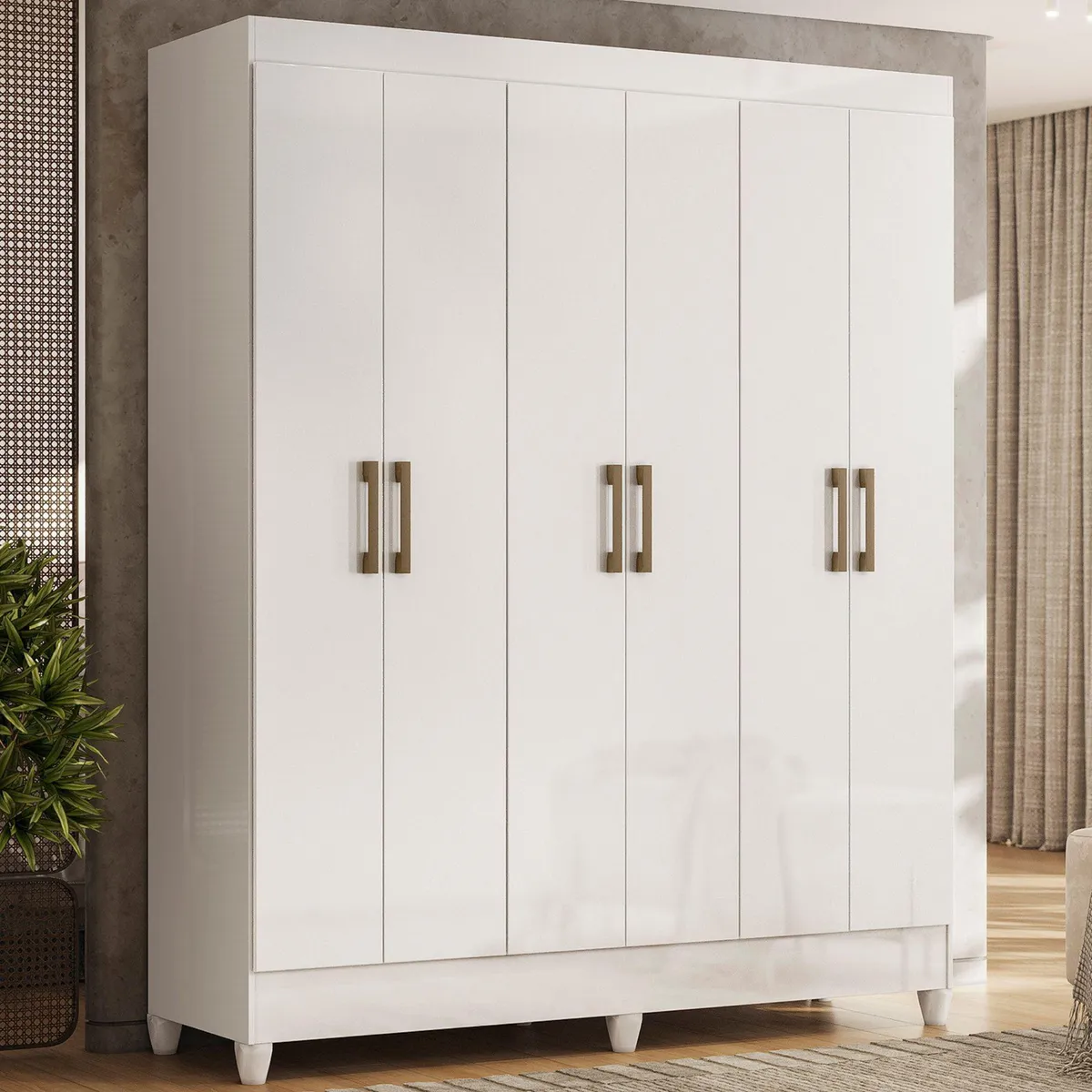 CASA BONITA - Ropero Cancún 6 Puertas 1 Cajón Blanco