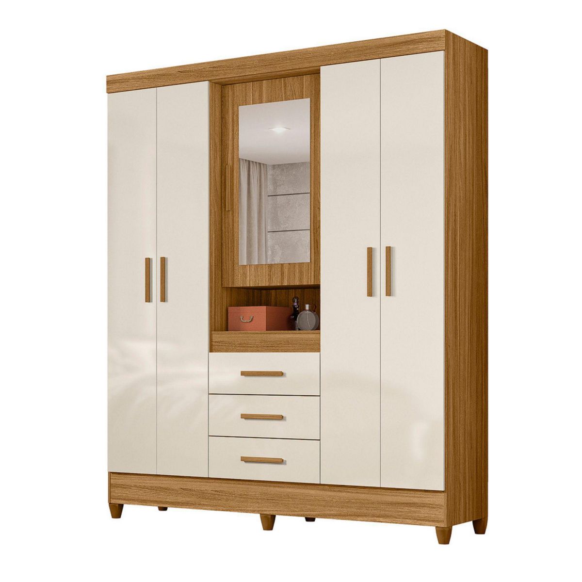 CASA BONITA - Ropero con Espejo 5 Puertas 3 Cajones Florida