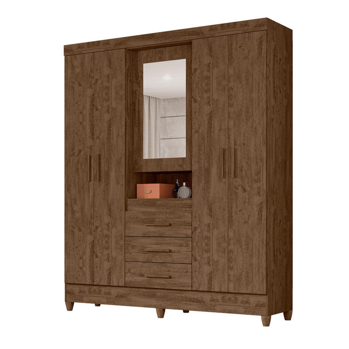 CASA BONITA - Ropero con Espejo 5 Puertas 3 Cajones Florida