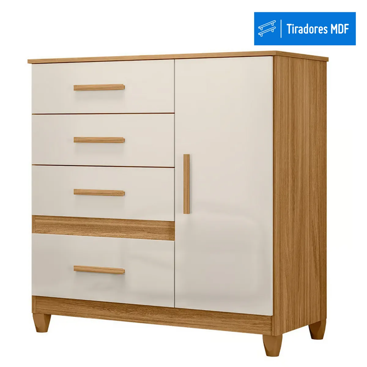 CASA BONITA - Cómoda Florida 1 Puerta 4 Cajones Roble/Off White