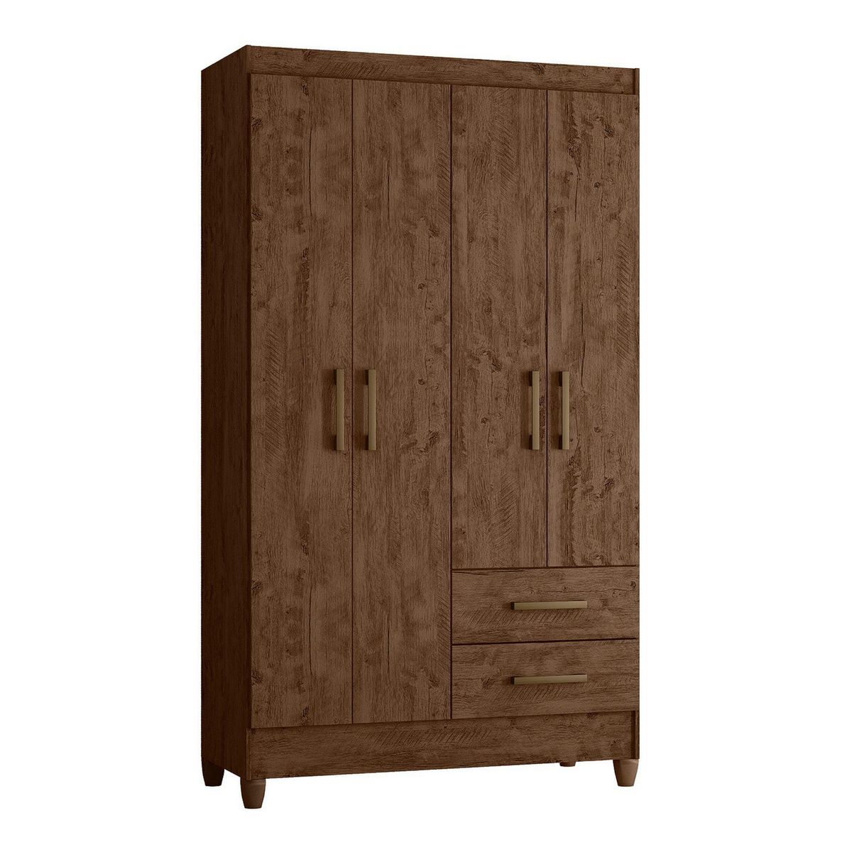 CASA BONITA - Ropero Lima 4 Puertas 2 Cajones Nogal