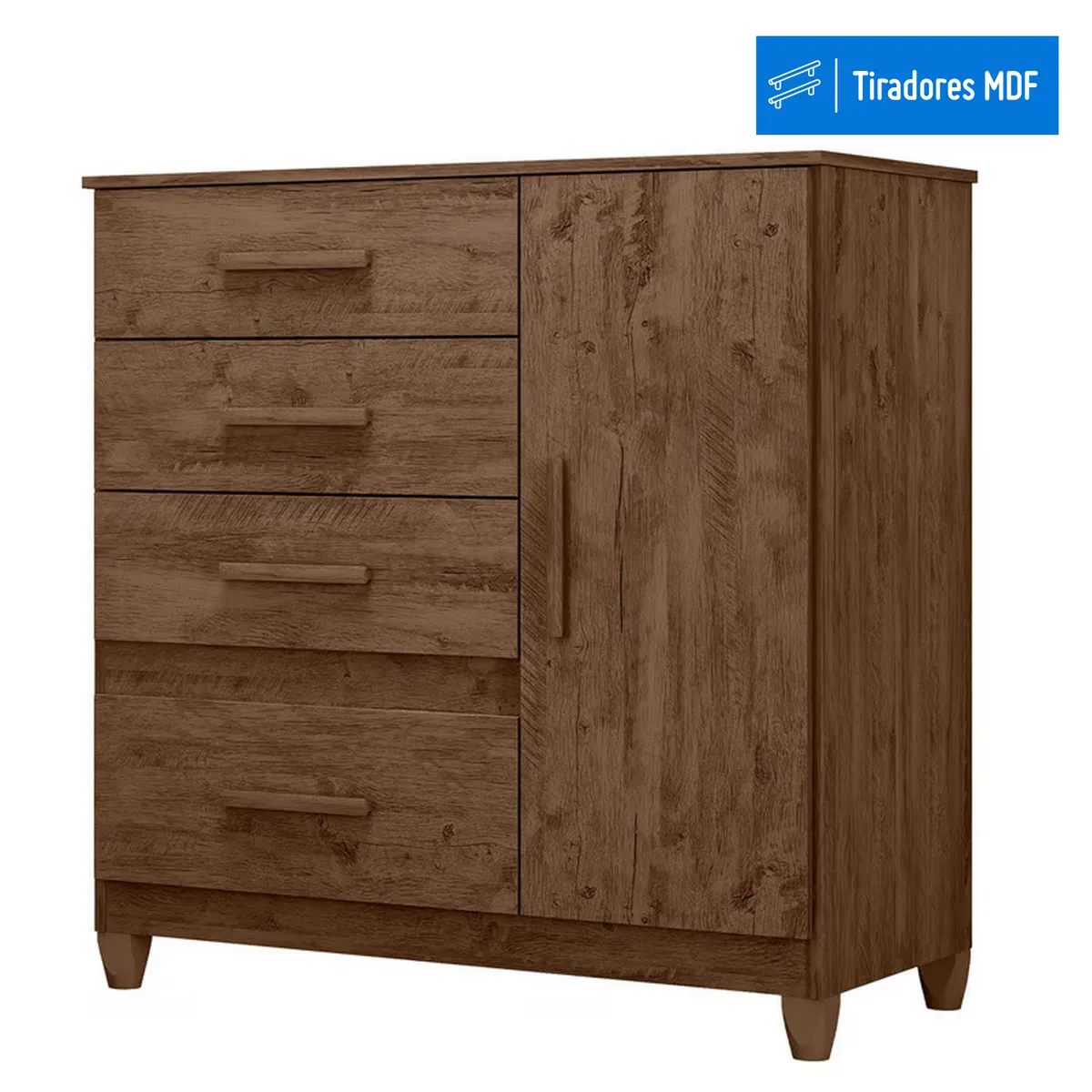 CASA BONITA - Cómoda Florida 1 Puerta 4 Cajones Nogal