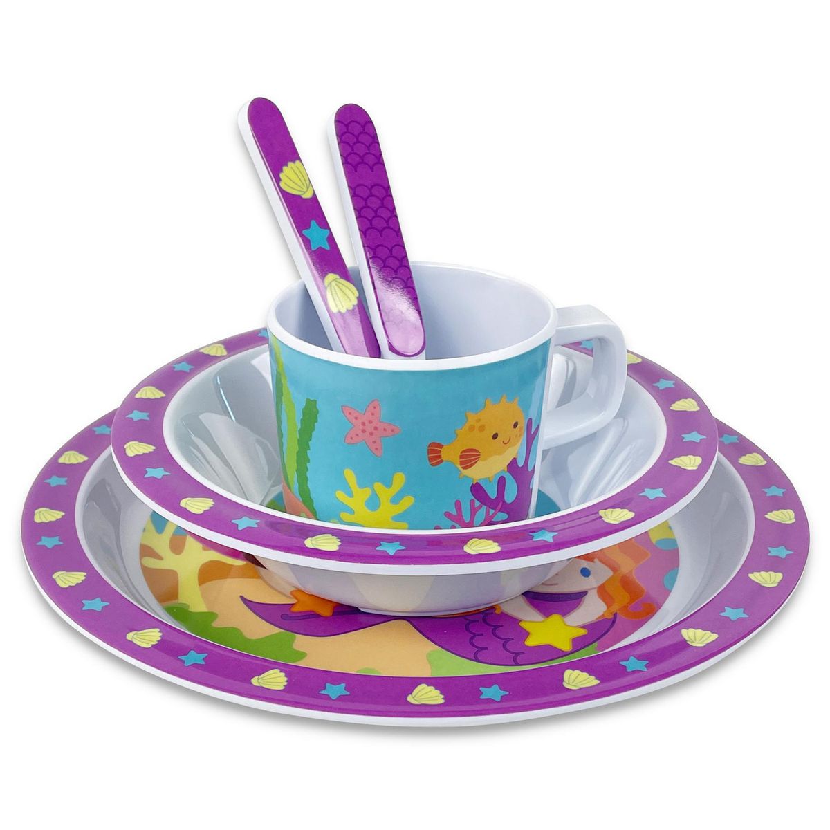 JUST HOME COLLECTION - Set Vajilla Infantil Morado 5 Piezas