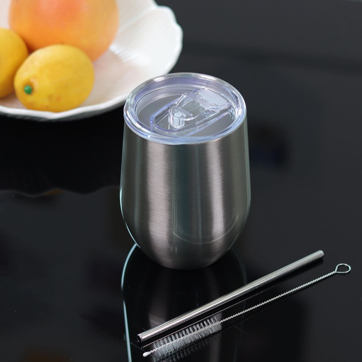 JUST HOME COLLECTION - Vaso Inox 12oz 1 Pajilla y Cepillo