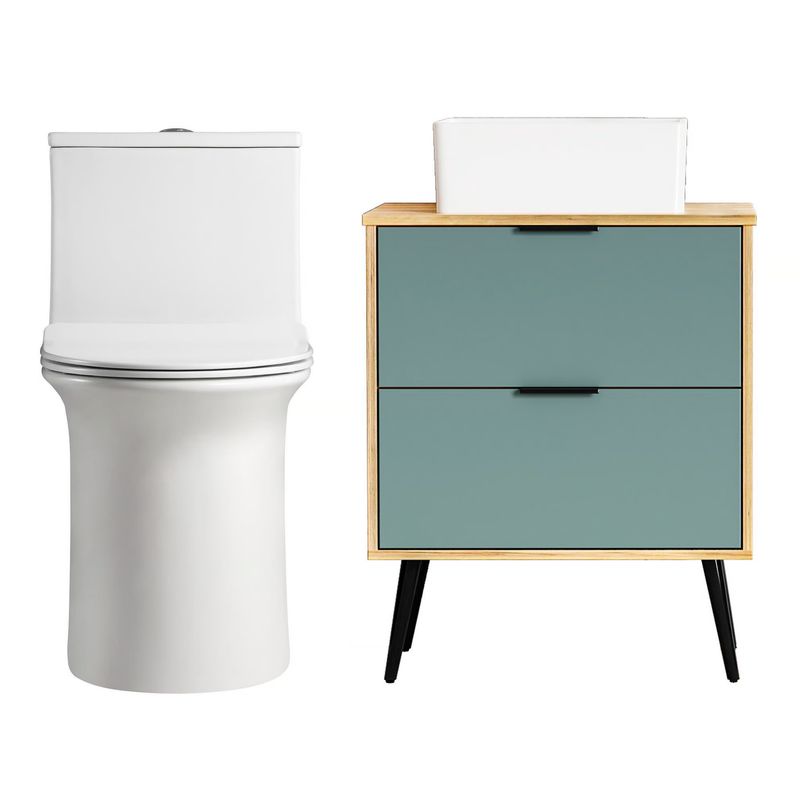 SENSI DACQUA - Vanitorio 60cm Suecia + WC Inodoro One Piece Bilbao Blanco