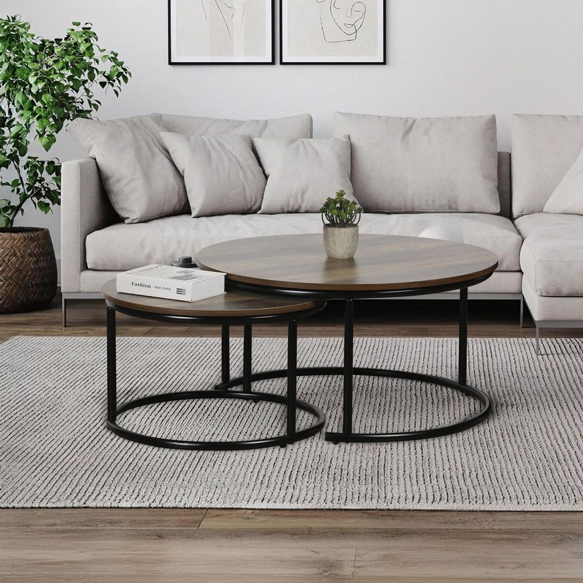 JUST HOME COLLECTION - Set x2 Mesa de Centro Redonda Tallin