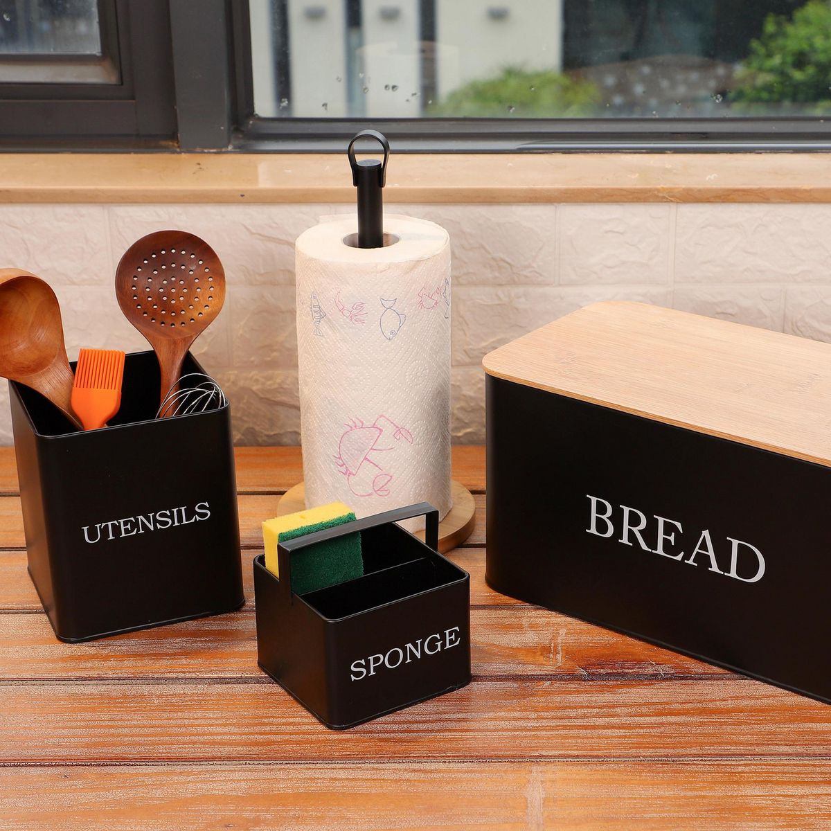 JUST HOME COLLECTION - Set 4 Organizadores de Cocina Negro