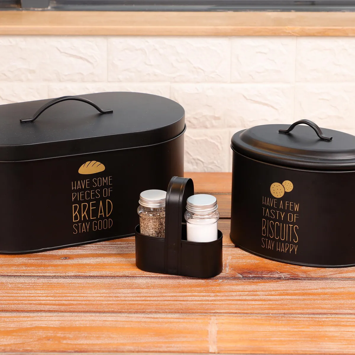 JUST HOME COLLECTION - Set 3 Organizadores de Cocina Negro