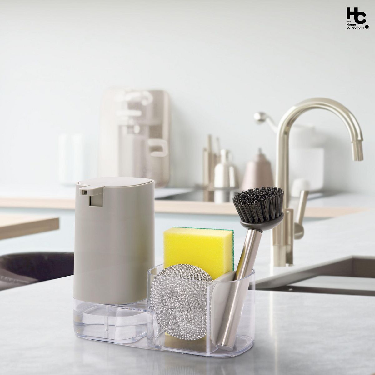 JUST HOME COLLECTION - Juego Dispensador de Jabón + Accesorios 5 Piezas Gris