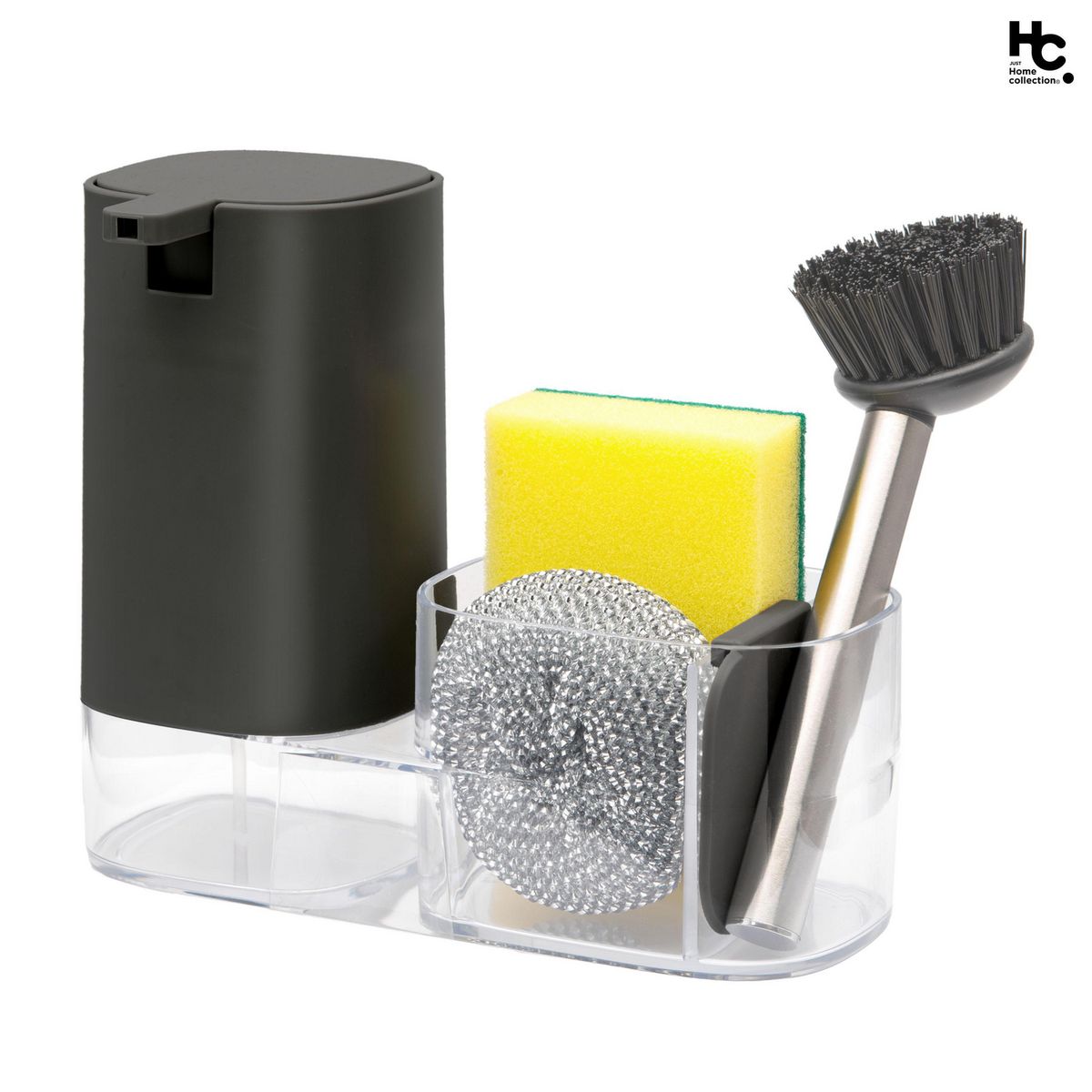 JUST HOME COLLECTION - Juego Dispensador de Jabón + Accesorios 5 Piezas Negro