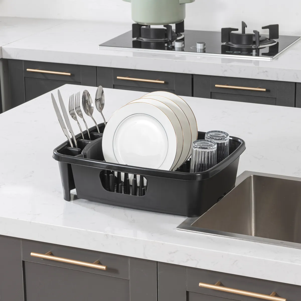 JUST HOME COLLECTION - Secaplato Plástico Negro 34x43x12.6cm