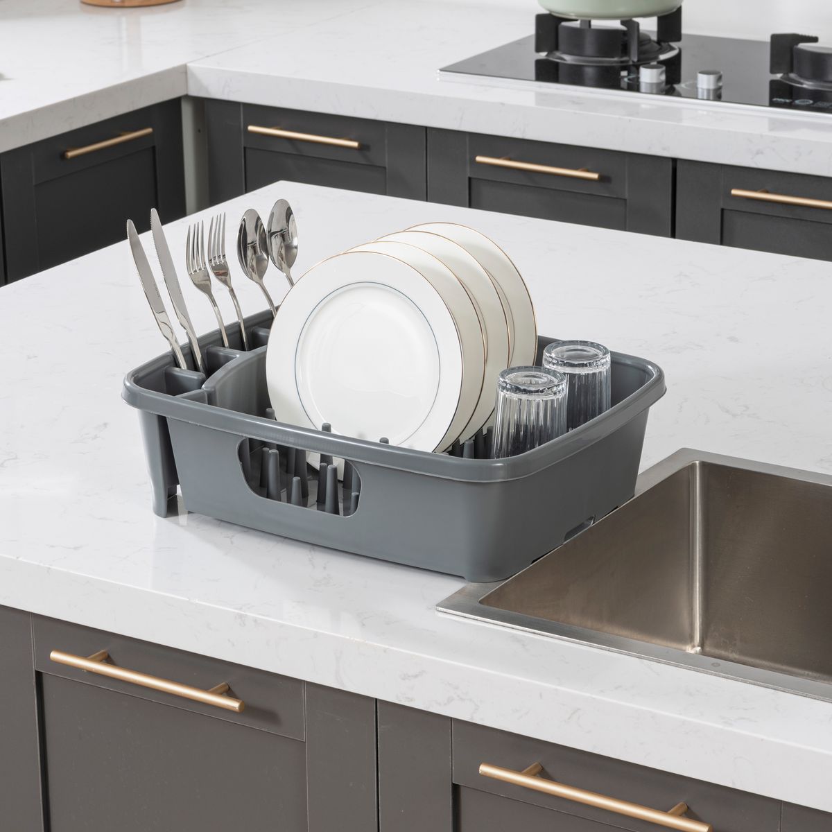 JUST HOME COLLECTION - Secaplato Plástico Gris 34x43x12.6cm