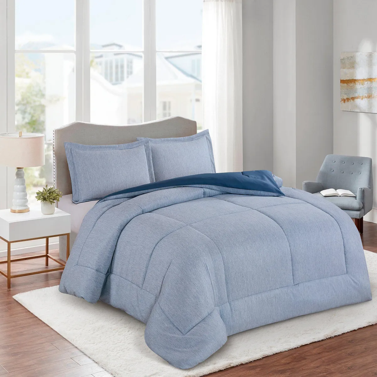 JUST HOME COLLECTION - Edredón Cationic 2 Plazas Azul