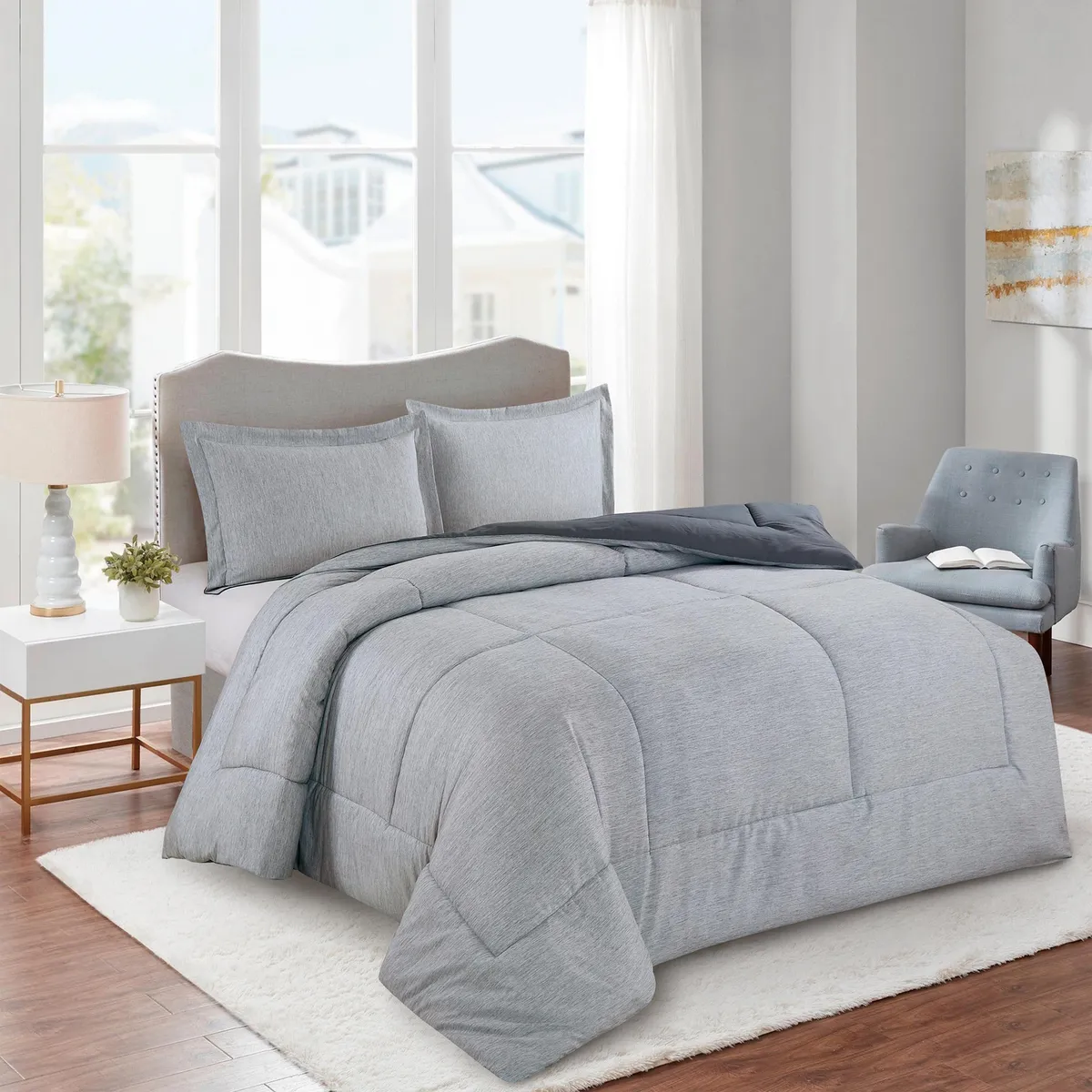 JUST HOME COLLECTION - Edredón Cationic Queen Gris