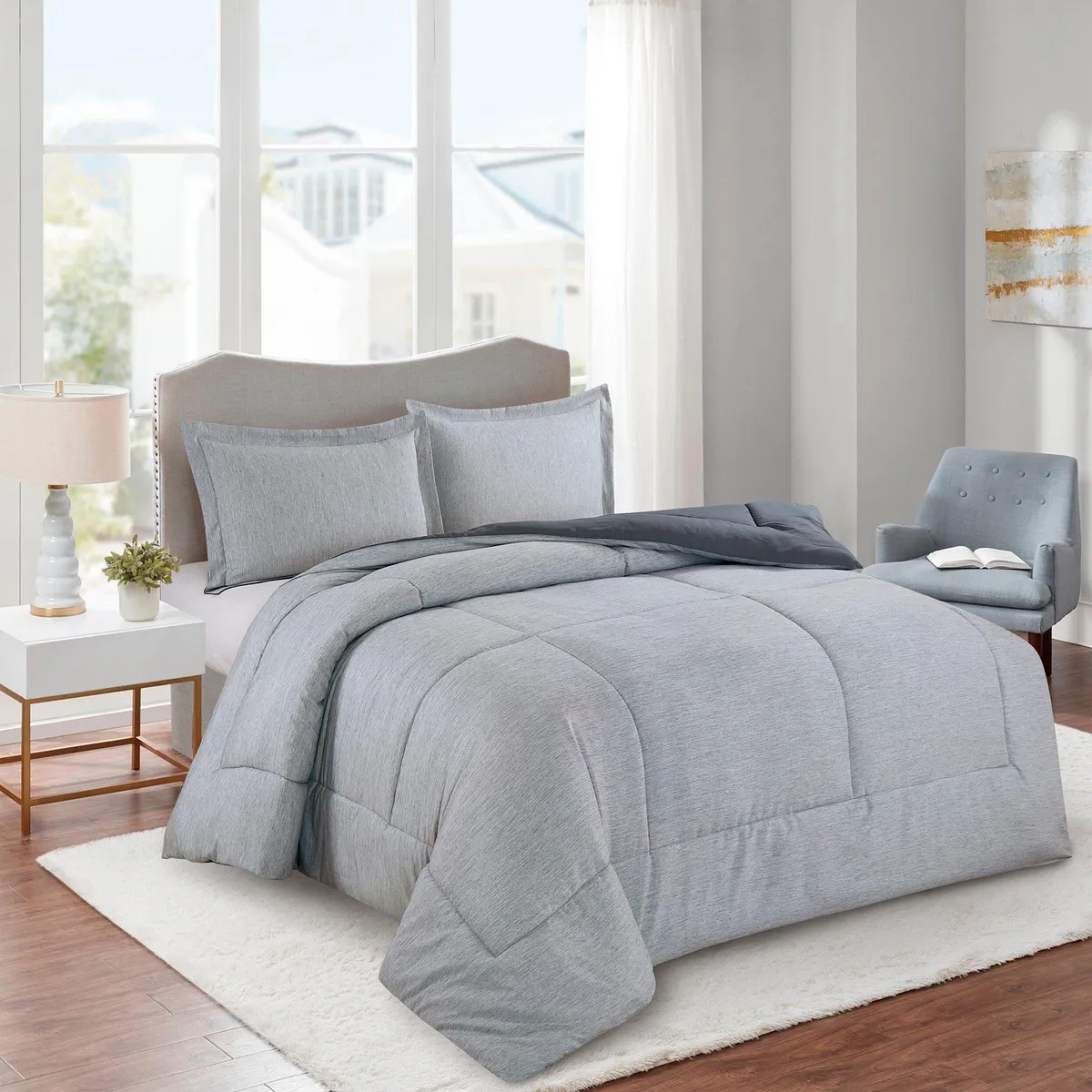 JUST HOME COLLECTION - Edredón Cationic King Gris