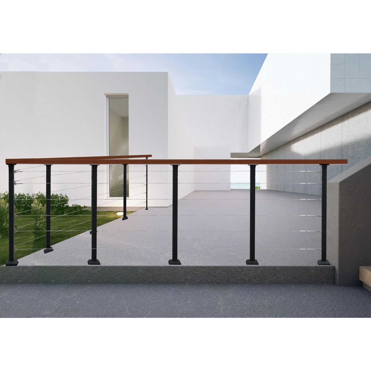 HOLZTEK - Kit Baranda de Aluminio 1m ? 1 Poste