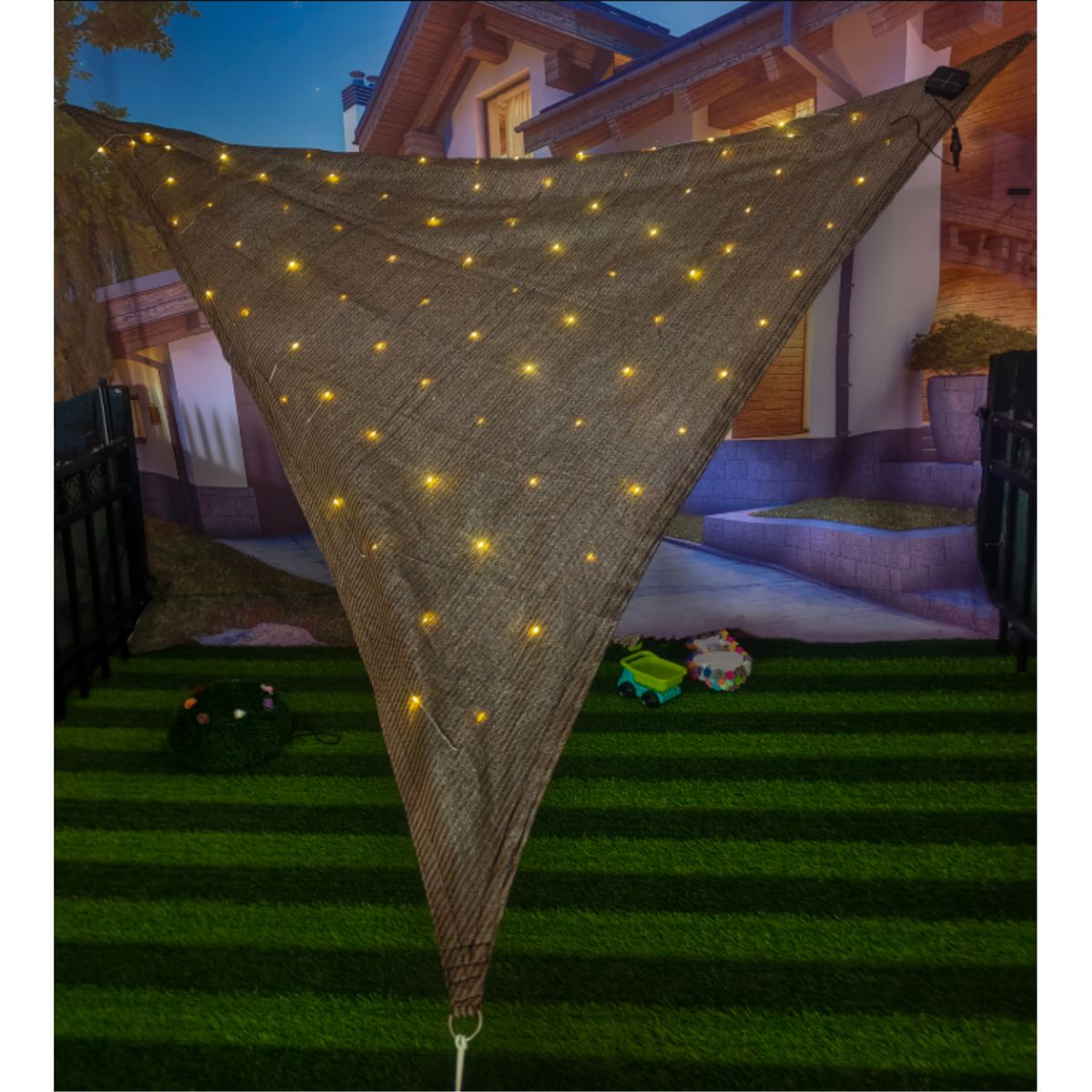 JUST HOME COLLECTION - Toldo Vela con Luz LED Café 2X2 M