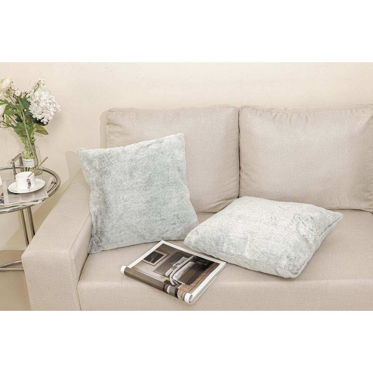 JUST HOME COLLECTION - Pack 2 Cojines Fauxfur 45x45cm Gris