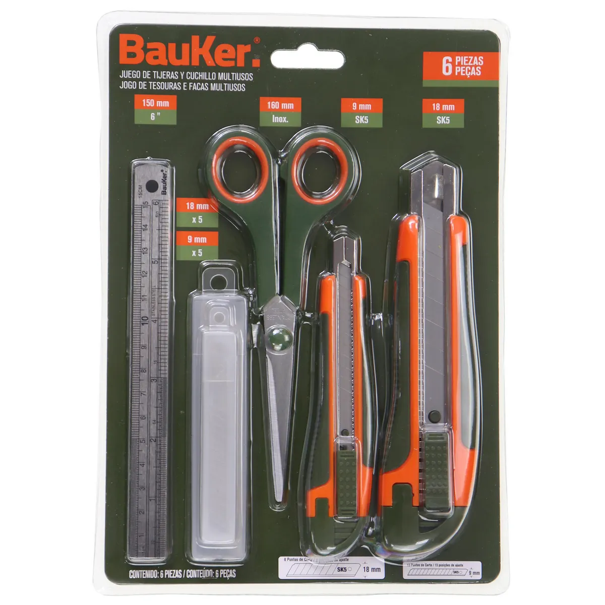 BAUKER - Kit Cutter y Tijera x4 Piezas