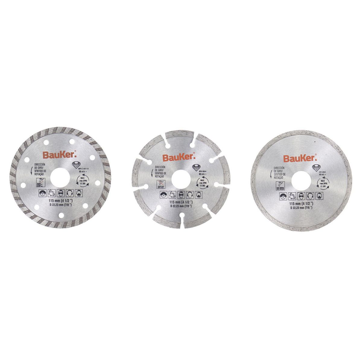 BAUKER - Set 3 Discos Diamantados para cerámica Bauker