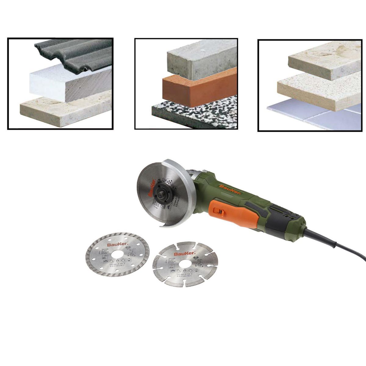 BAUKER - Set 3 Discos Diamantados para cerámica Bauker